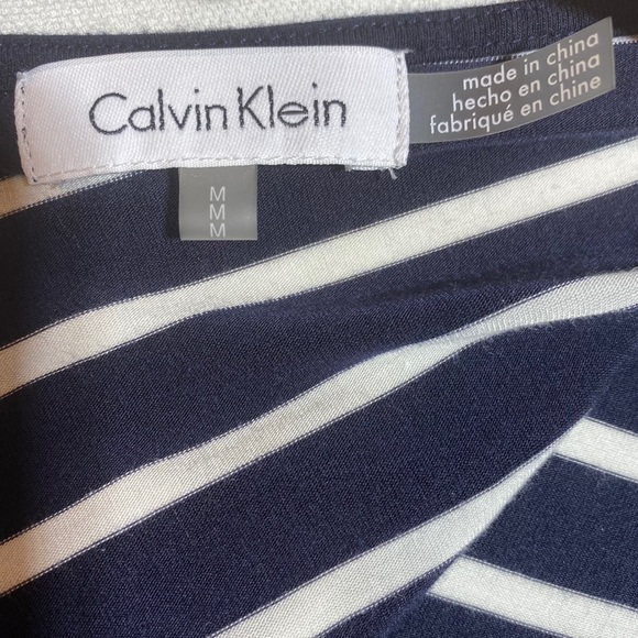 Calvin Klein Soft Scoopneck Navy/White Striped Top - Picture 14 of 16